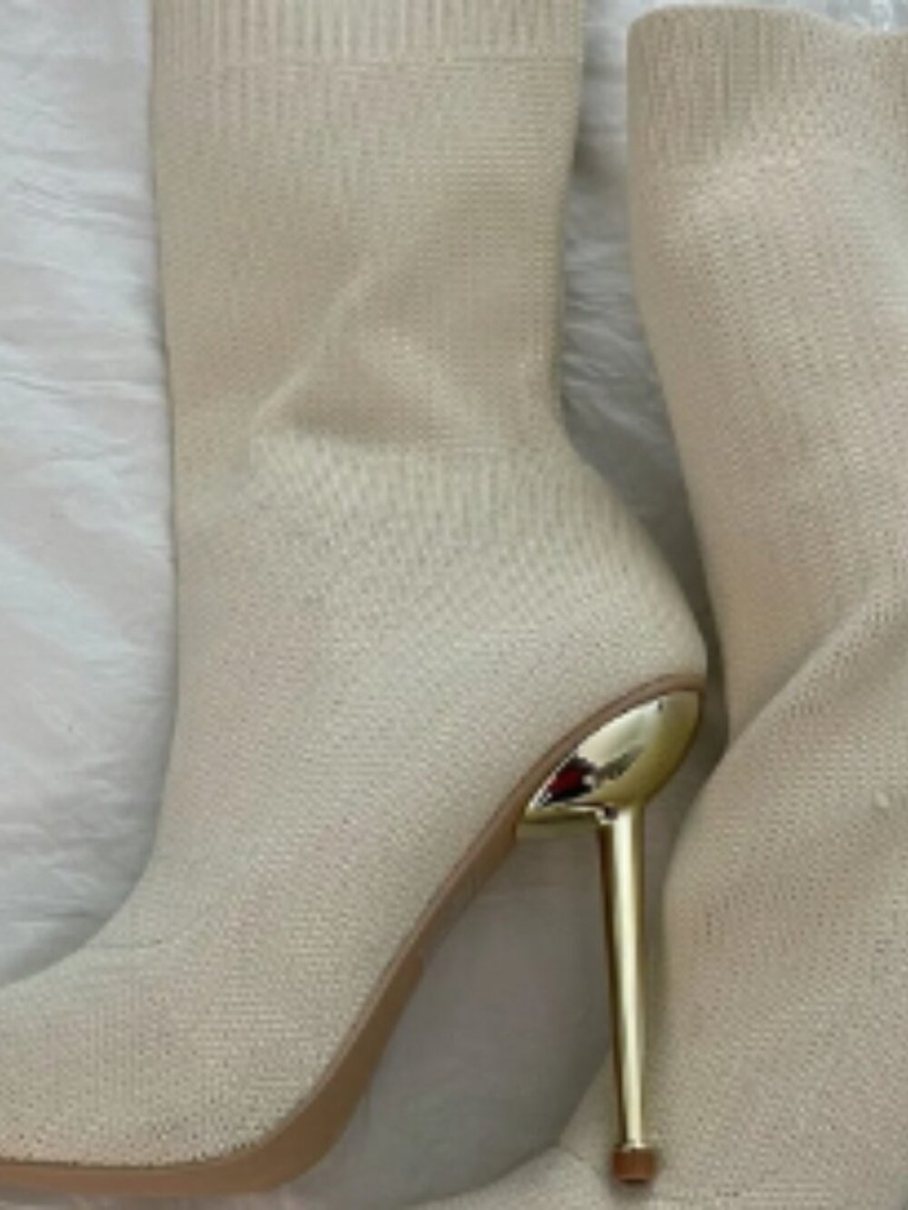 Cuccoo Cream Stiletto Sock Boots - Picture 3 of 4